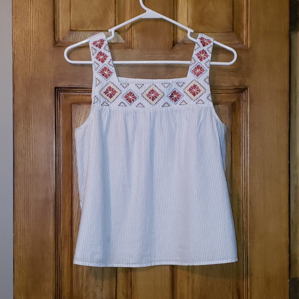 Striped Embroidered Tank